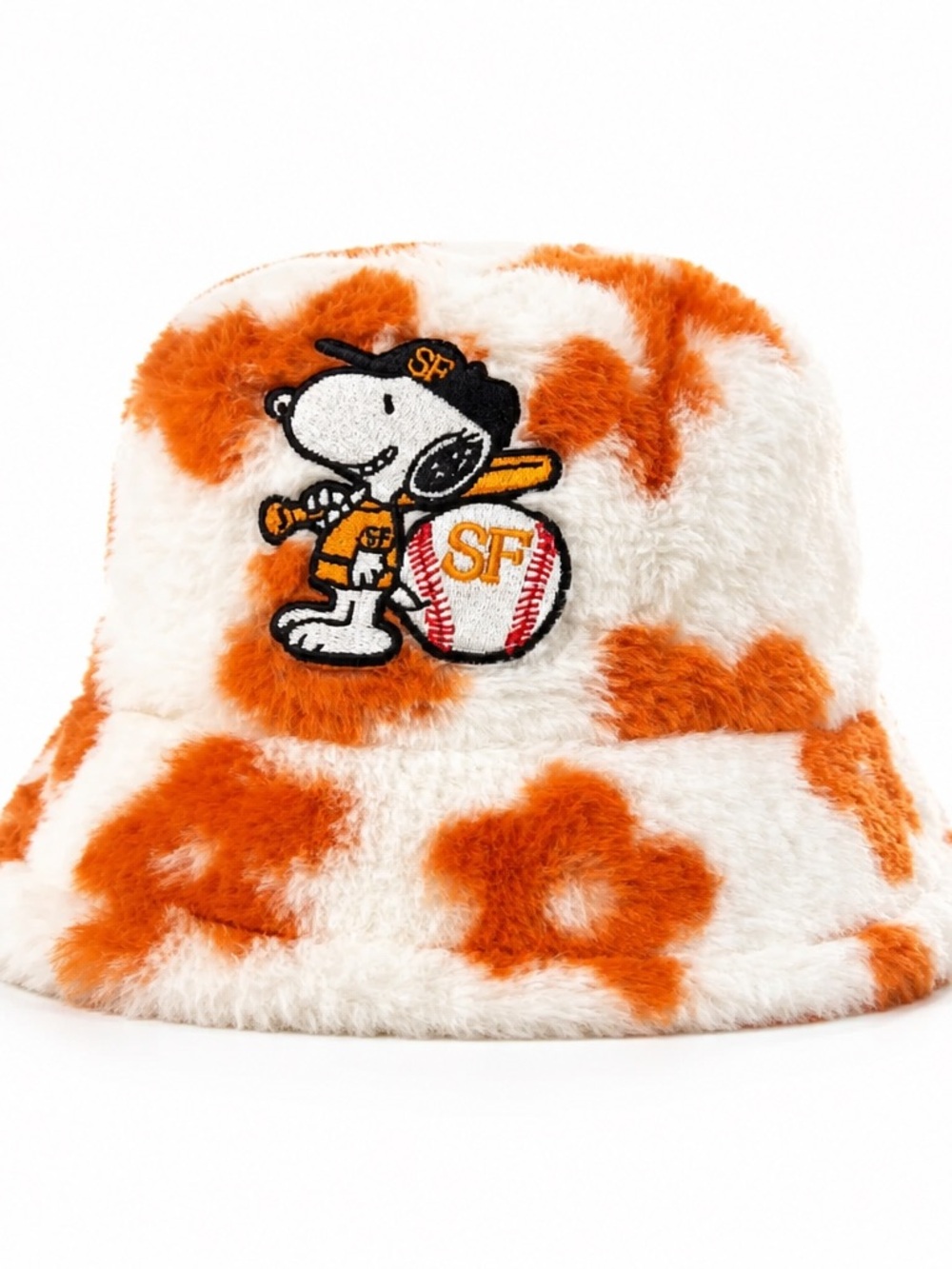 Snoopy Orange & White Fuzzy Bucket Hat